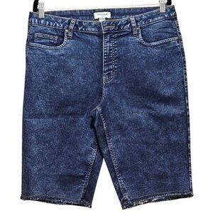 Haute Hippie Tribe Women's Denim Bermuda Shorts Size 14 Frayed Hem Stretchy Cott